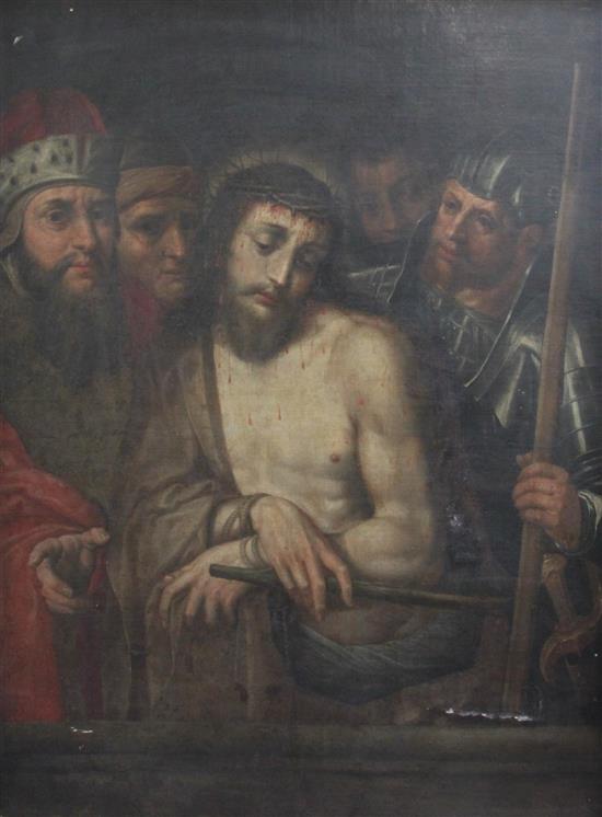 Flemish School Christ wearing the crown of thorns, 43 x 33in.